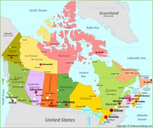 Map of Canada by province